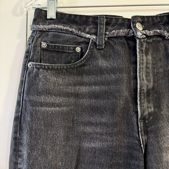 Reformation Black Julia High Rise Raw Hem Cigarette Straight Leg Rigid Jeans 28 - Picture 6 of 11